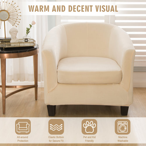 Ebern Designs Devrick 2Piece Velvet Café Chair Slipcovers With Box